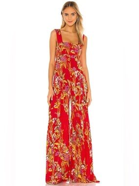 Free people aloha Floral Wide-Leg Jumpsuit size L